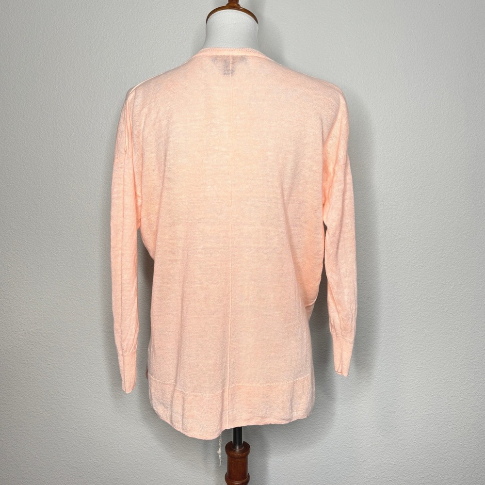 J. CREW 100%‎ Linen Womens Sweater MEDIUM Lt. Orange Lightweight 3/4 Sleeves - Picture 5 of 8